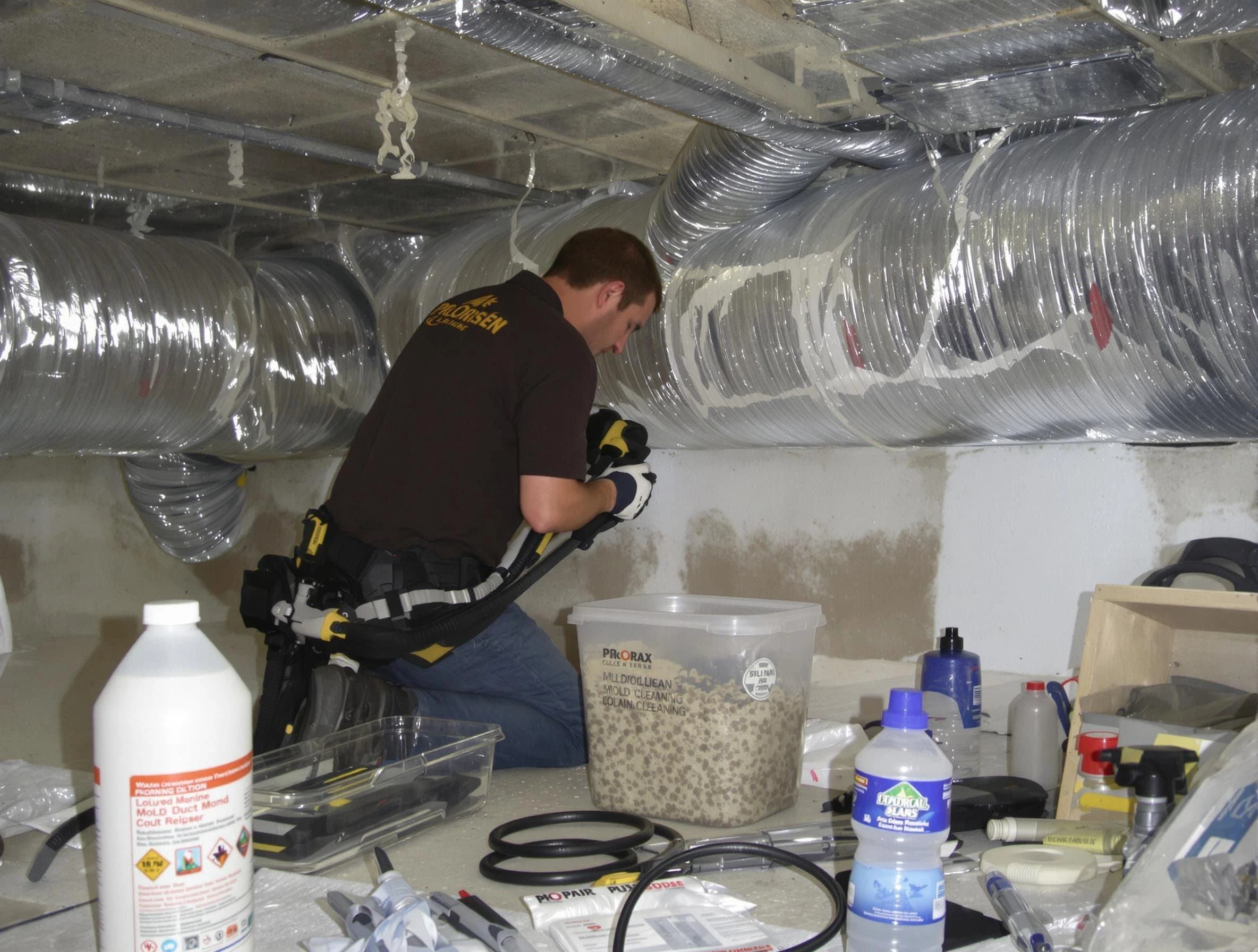 Millcreek Air Duct Cleaning specialist performing professional mold removal from air ducts in Millcreek