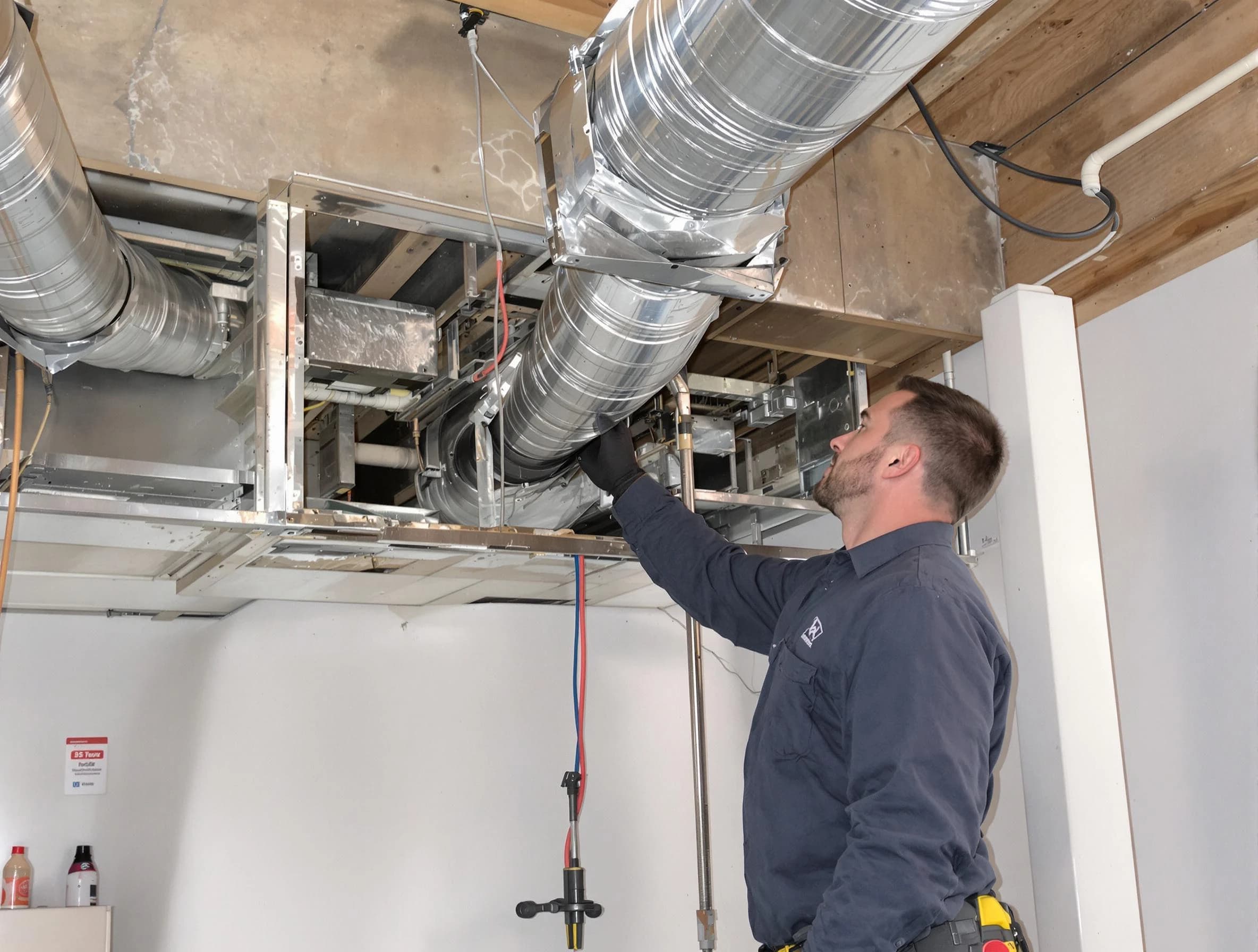 Millcreek Air Duct Cleaning technician performing professional air duct repair using specialized tools in Millcreek