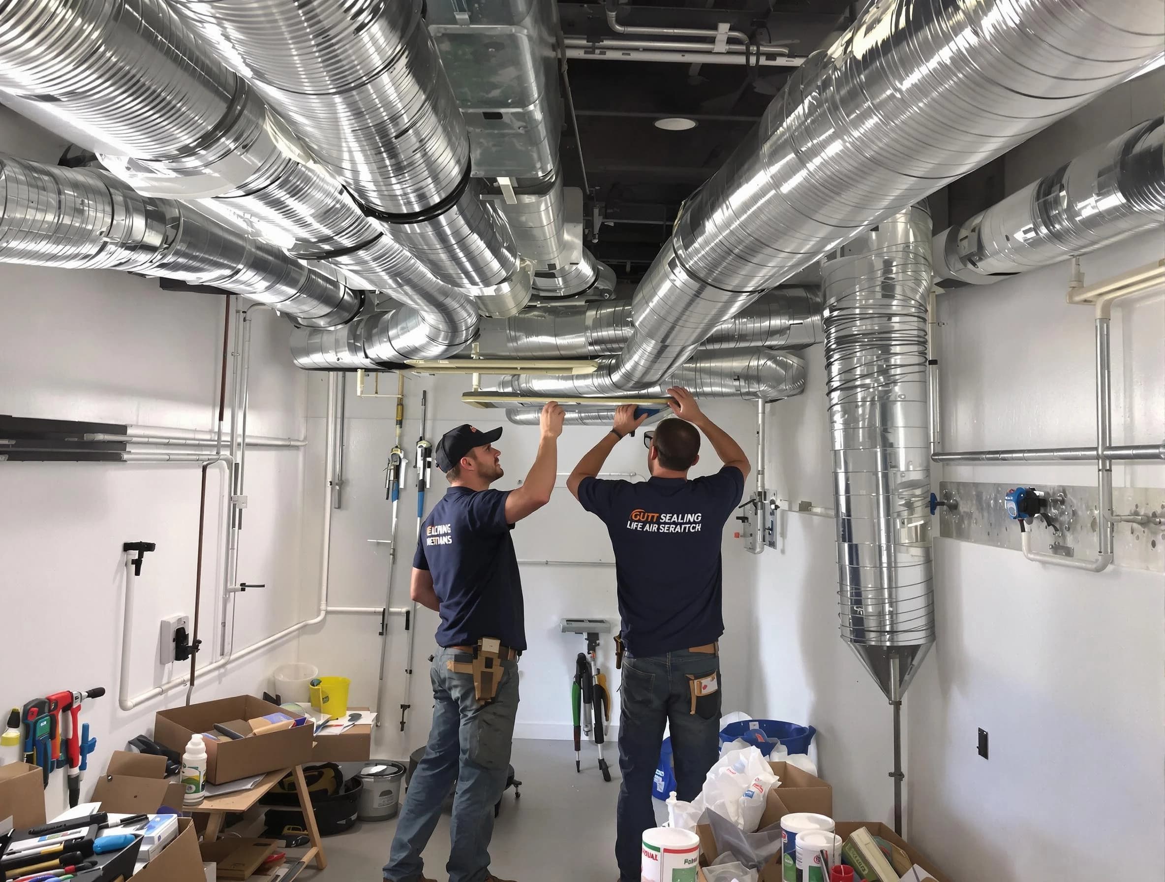 Millcreek Air Duct Cleaning technician applying professional duct sealing solutions in Millcreek