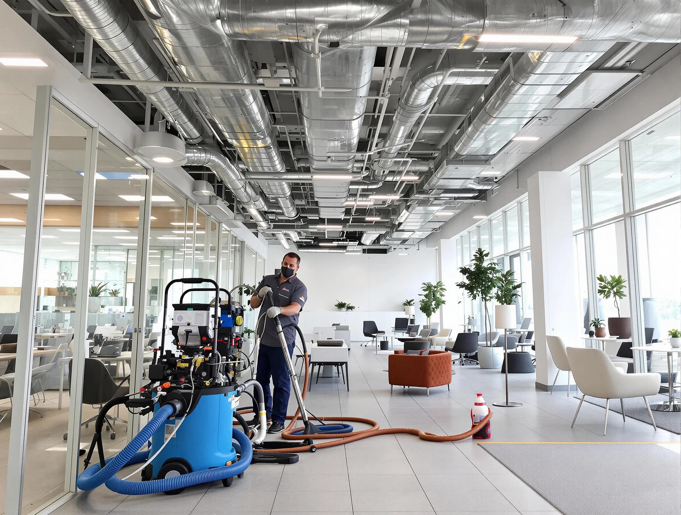 Millcreek Air Duct Cleaning team conducting comprehensive commercial duct cleaning at a business location in Millcreek