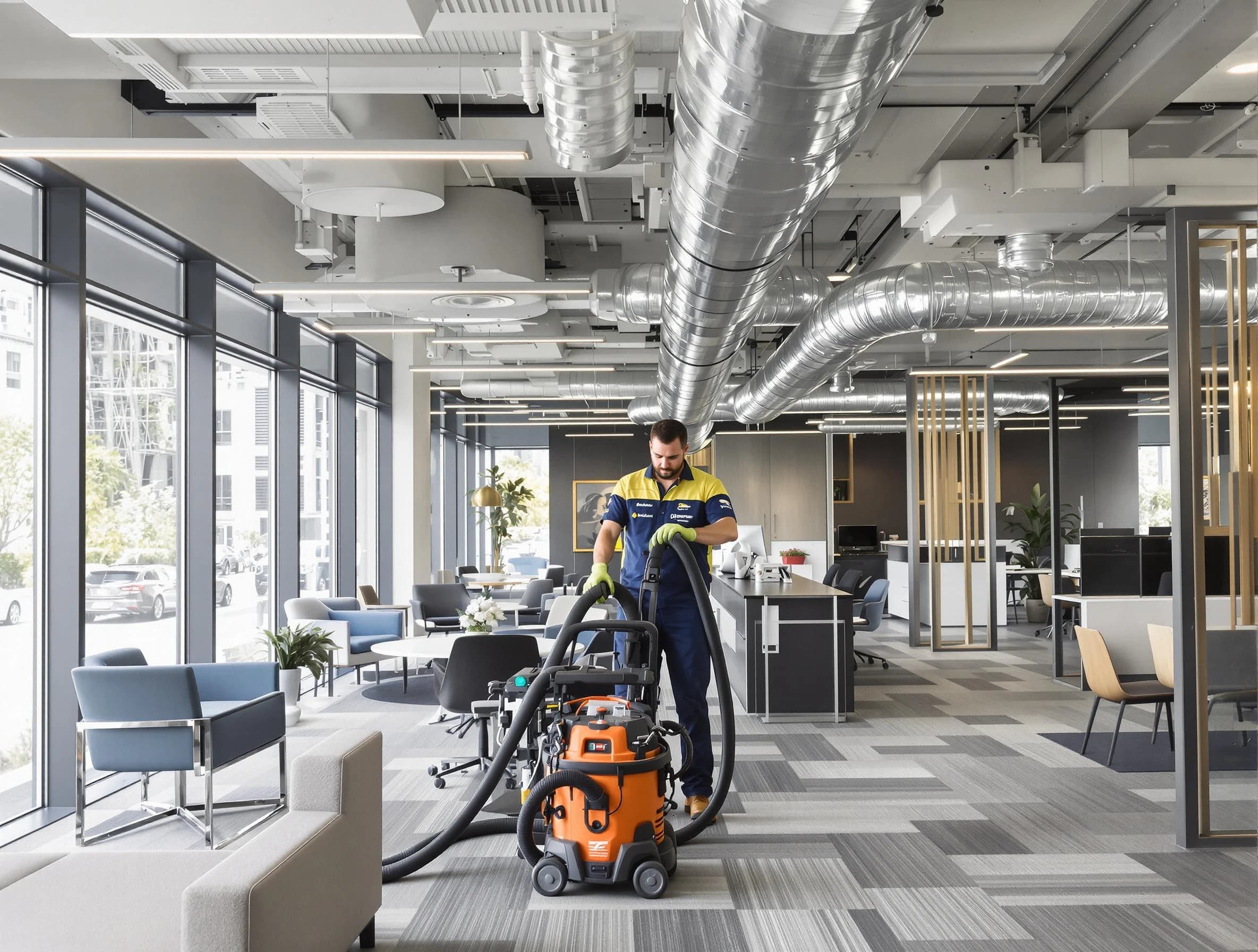 Millcreek Air Duct Cleaning team performing thorough commercial duct cleaning at a Millcreek business center