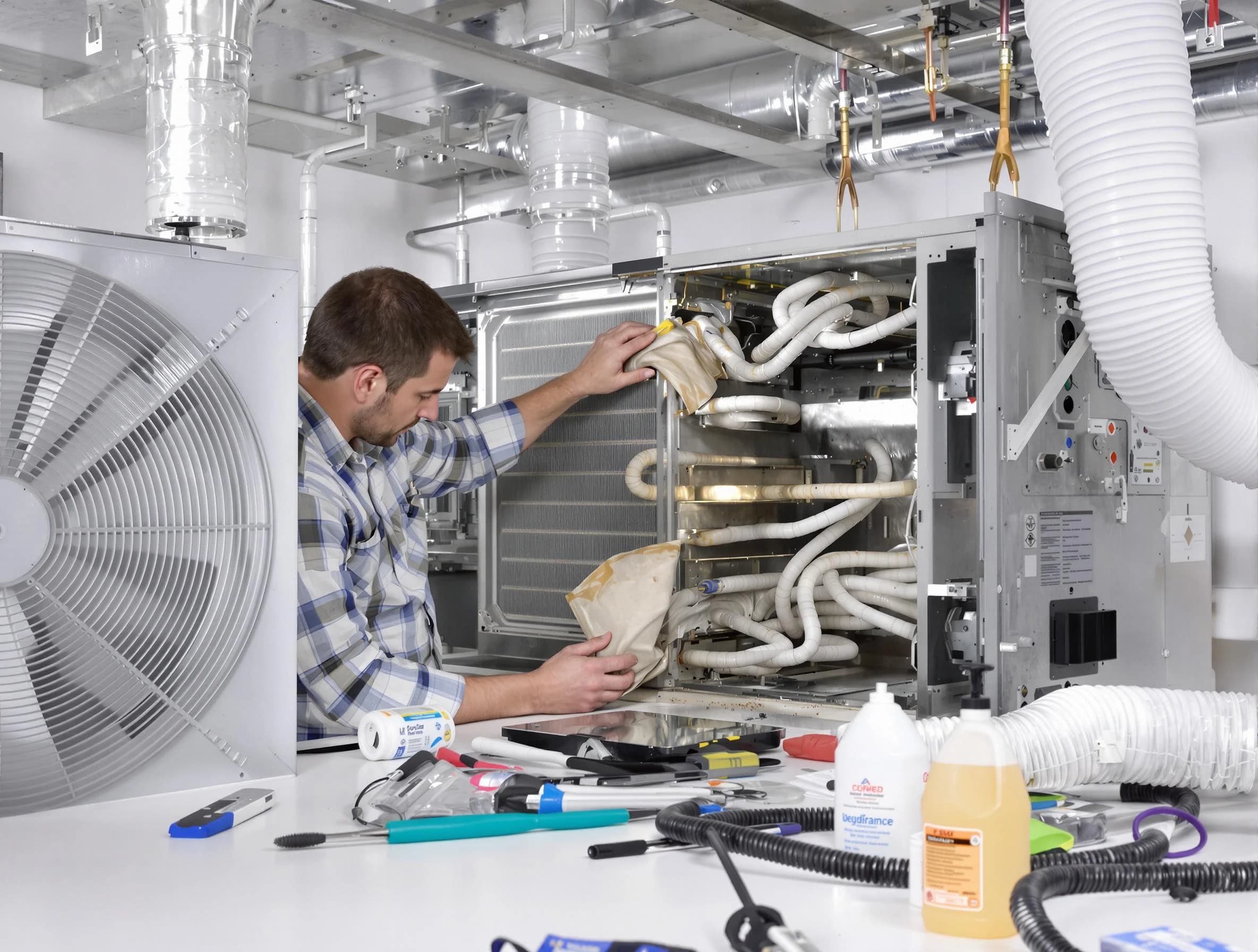 Millcreek Air Duct Cleaning specialist performing precision AC coil cleaning in Millcreek