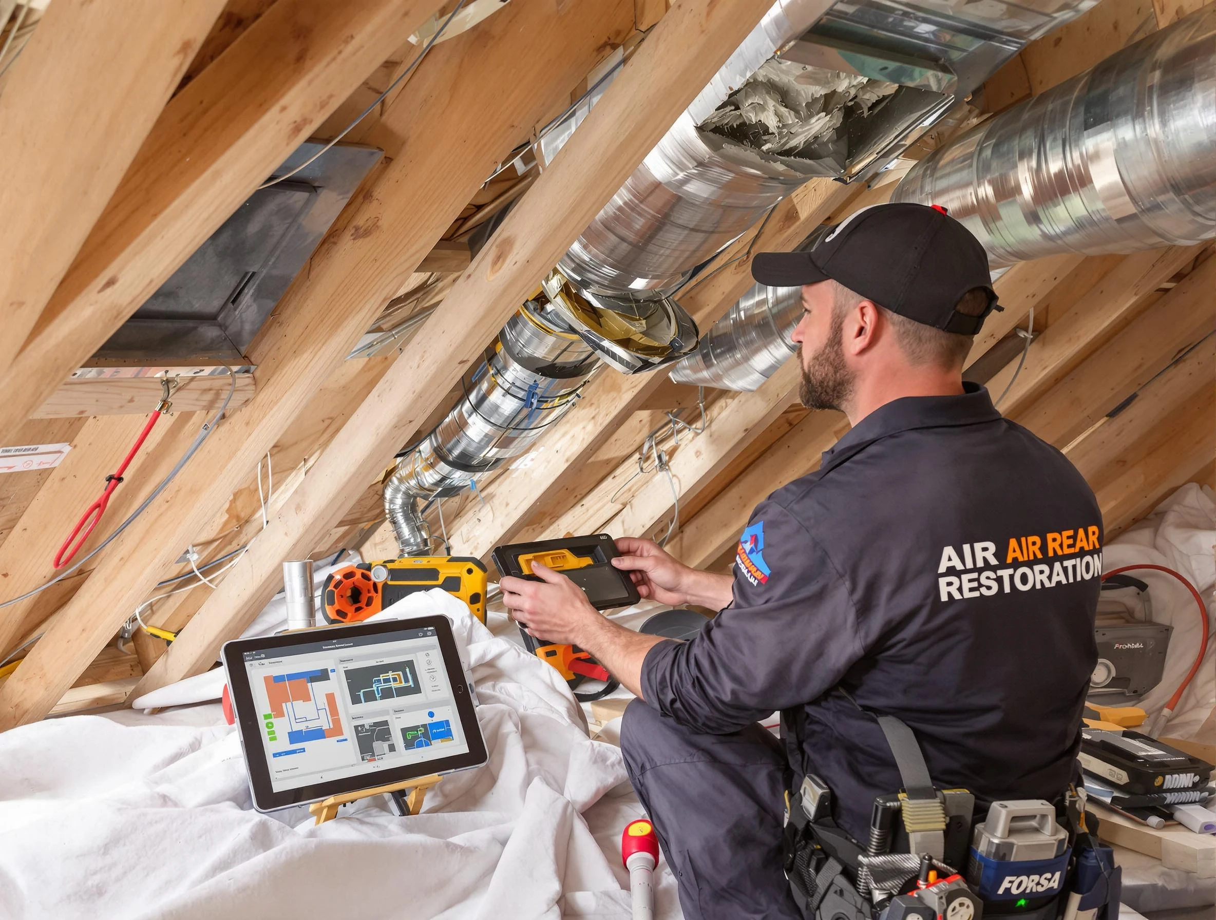 Millcreek Air Duct Cleaning technician performing precise duct repair work in Millcreek