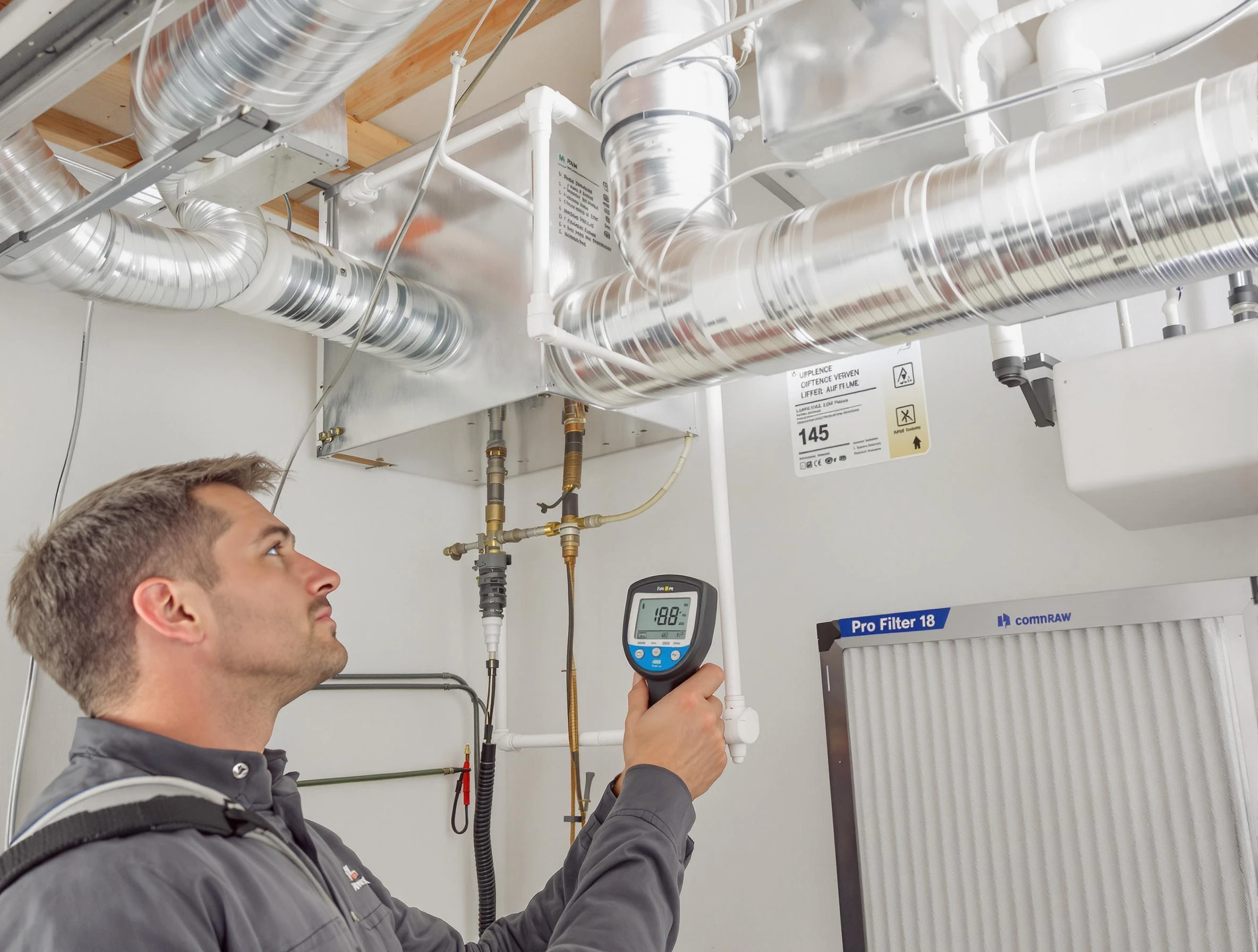 Millcreek Air Duct Cleaning expert conducting detailed filter system inspection using diagnostic tools in Millcreek
